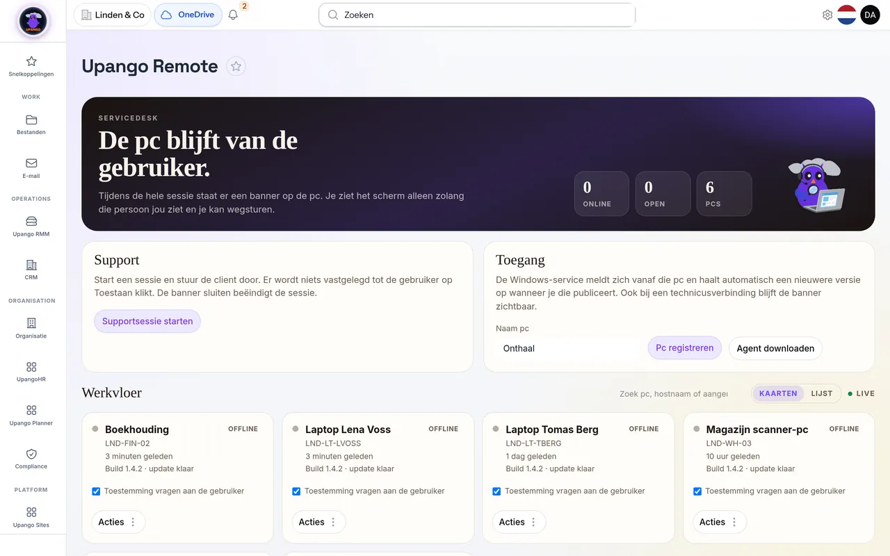 Upango Remote: PCs and connections